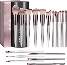 美妆 化妆刷 bs-mall makeup brush set 18 pcs professional foundation powder concealers eyeshadow blush synthetic makeup brushes with labeled instruction black case upgraded version