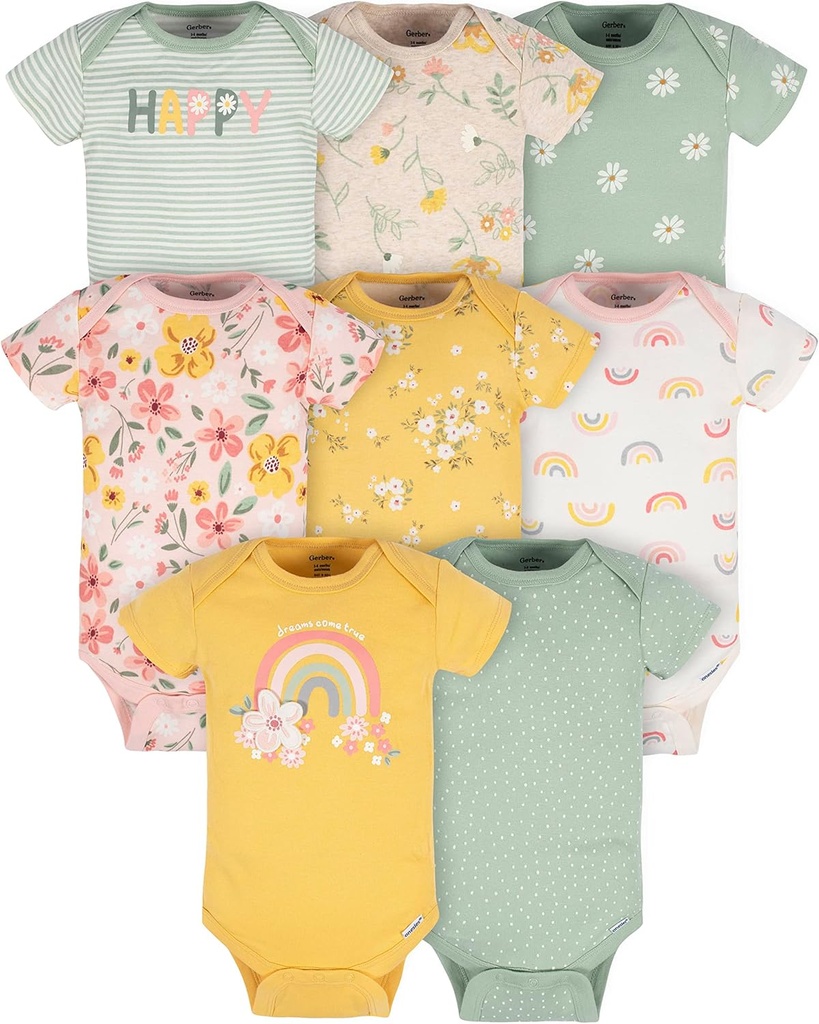 Baby Girls' 8-pack Short Sleeve Onesies Bodysuits (One Size)