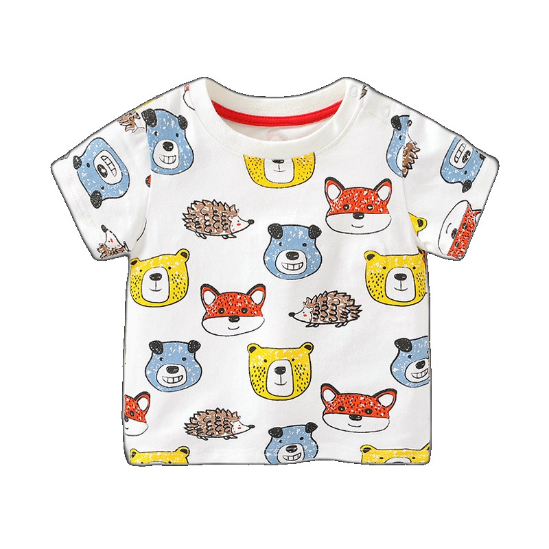 Baby clothes boys short-sleeved T-shirt summer children 3 baby girls 1-year-old half-sleeved top cotton 1-year-old (One Size)