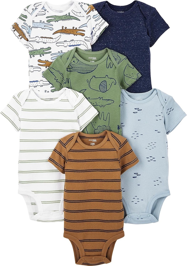 婴儿连体衣 baby-boys 6-pack short-sleeve bodysuit