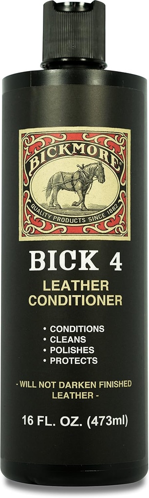 Bickmore Bick 4 Leather Conditioner and Leather Cleaner 16 oz - Will Not Darken Leather - Safe For All Leather Apparel, Furniture, Jackets, Shoes, Auto Interiors, Bags & All Other Leather Accessories (One Size)