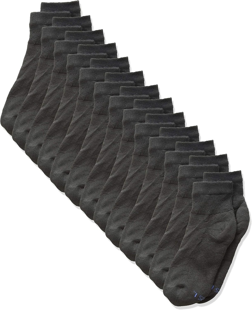 Boys Socks, Crew, Ankle, & No Show, Stretch-Cotton Socks, Moisture-wicking, Cushioned, 12 & 14 Packs, Black White