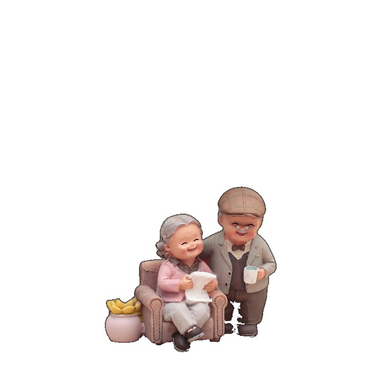 Creative old man birthday wedding gift granny home living room character decoration resin decoration (One Size)