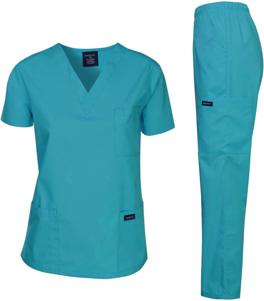 Dagacci Scrubs Medical Uniform Women and Man Scrubs Set Medical Scrubs Top and Pants (One Size)