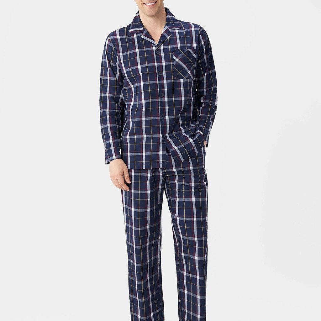 David Archy Woven Plaid Classic Pajama Set (One Size)