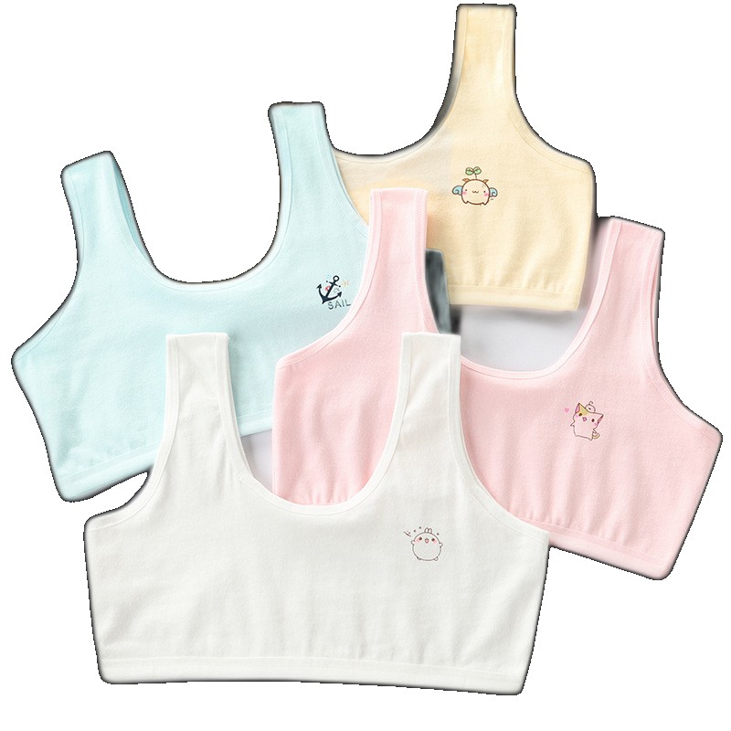 Development period underwear female student girl cotton vest young junior high school 8-9-12 years old tube top top (One Size)