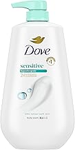 Dove Body Wash with Pump Sensitive Skin For 24hr Lotion-Soft Skin Moisturizing Skin Cleanser Gentle Hypoallergenic Formula with No Sulfates No Parabens 30.6 oz (One Size)