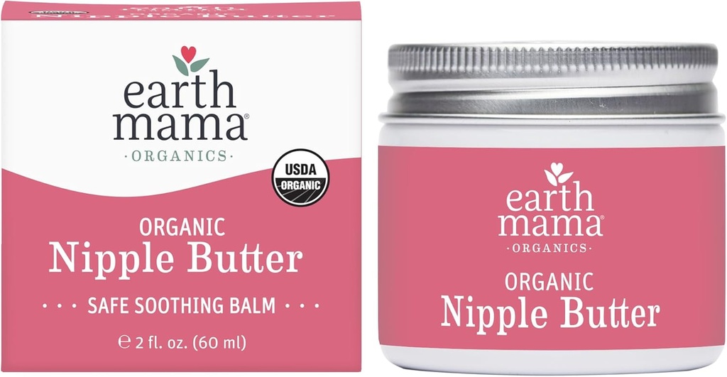 Earth Mama Organic Nipple Butter - 2 fl oz - Lanolin-Free Nipple Cream - Safe, Soothing Balm for Breastfeeding - Postpartum Essentials for Nursing (One Size)