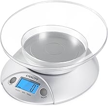 休闲食品 etekcity food kitchen scale with bowl digital ounces and grams for cooking baking meal prep dieting and weight loss 11lb 5kg backlit display (One Size)