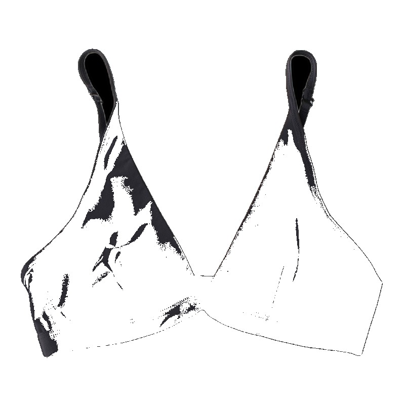 European and American comfortable thin section without steel ring French triangle cup glossy bra big chest small bikini ladies underwear underwear (One Size)