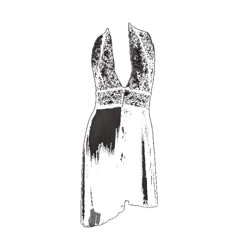 European and American sexy lingerie hanging neck nightdress mesh lace cardigan jumpsuit transparent women's temptation 8136 8136 (One Size)