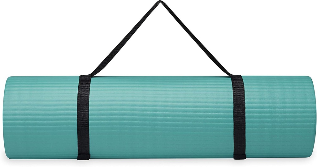 Gaiam Gaiam Essentials 2/5" Thick (10mm) Yoga & Pilates, Fitness & Exercise Mat with Easy-Cinch Carrier Strap Cusion Support For Fitness and Gym Workouts (One Size)