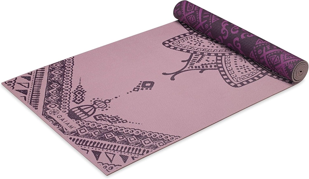 健身器材 gaiam yoga mat - premium 6mm print reversible extra thick non slip exercise fitness mat for all types of yoga pilates floor workouts 68 x 24 x 6mm thick (One Size)