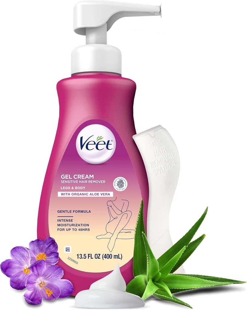 Hair Remover, Veet Gel Hair Removal Cream Sensitive, 13.5 Ounce, Sensitive formula with Aloe Vera and Vitamin E (pack of 1) (One Size)
