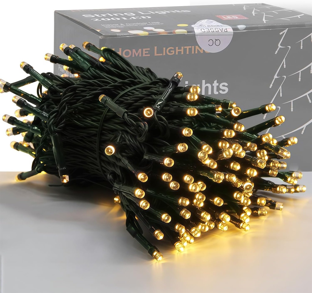 home decoration home lighting 66ft christmas decorative mini lights 200 led green wire fairy starry string lights plug in 8 lighting modes for indoor outdoor xmas tree wedding party decoration warm wh (One Size)