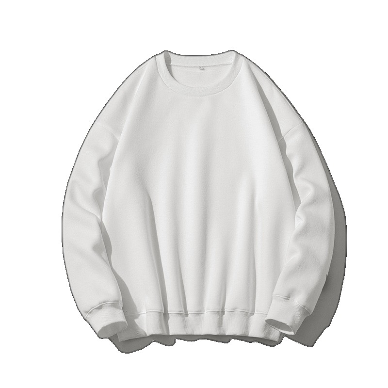Hong Kong style men's clothing 2023 new autumn solid color sweatshirt loose round neck pullover top casual T-shirt bottoming shirt shirt (One Size)