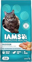 IAMS Proactive Health Indoor Weight Control & Hairball Care Adult Dry Cat Food, Chicken & Turkey Recipe, 7 lb. Bag (One Size)