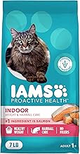 休闲食品 iams proactive health indoor weight control hairball care adult dry cat food salmon recipe 7 lb bag (One Size)
