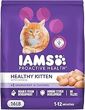 IAMS Proactive Health Kitten Dry Cat Food, Healthy Kitten Food Dry Recipe with Real Chicken in Every Bite, 16 Lb. Bag (One Size)