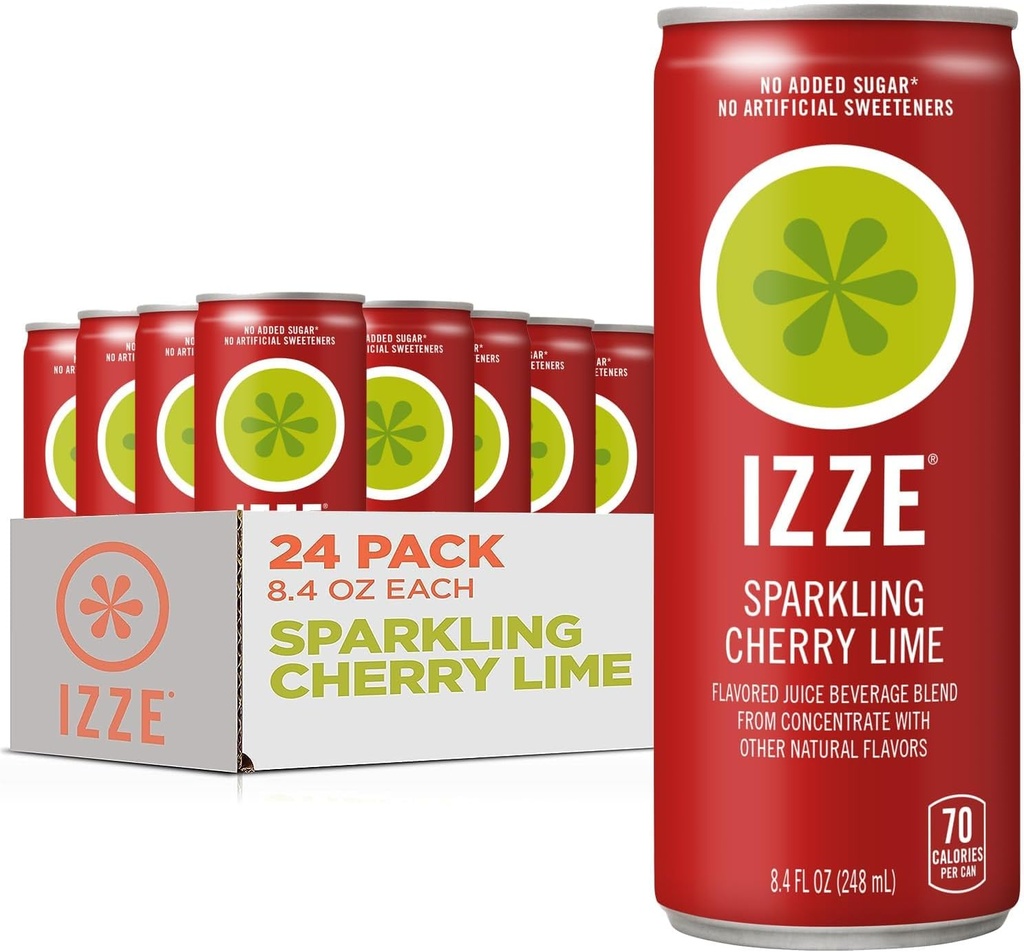饮料 izze cherry lime straight beverages 8 4 fl oz pack of 24