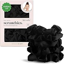Kitsch Satin Scrunchies for Women – No Crease Hair Ties – Soft Satin Hair Scrunchies for Girls – Frizz Free, Gentle, Stylish Hair Accessories | Ideal Gifts for Women – Black, 5 pcs (One Size)