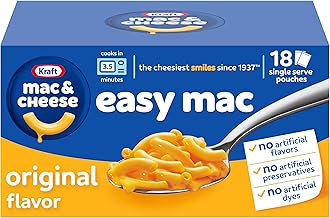 Kraft Easy Mac and Cheese, 18 Packets, for Easy Dinner or Dinner Sides, Original Flavor, No Artificial Flavors, Preservatives or Dyes, 38.7 oz