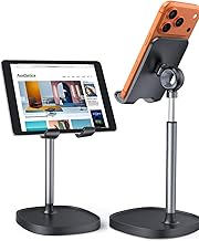 LISEN Cell Phone Stand Adjust for iPhone Phone Holder for Desk Recording, Gifts Women Office Desk Accessories PC Gaming Essentials Kitchen Gadgets Fit OtterBox Case Switch iPad Air Tablet 4-10 in (One Size)