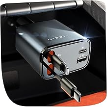 LISEN Retractable Car Charger, 84W Car Charger USB C Fast Charger Adapter for iPhone, Car Accessories for Men Women, Birthday Gifts for Fathers Day for Men Dad Husband, for iPhone 17 16 15 14 13 12 11 (One Size)