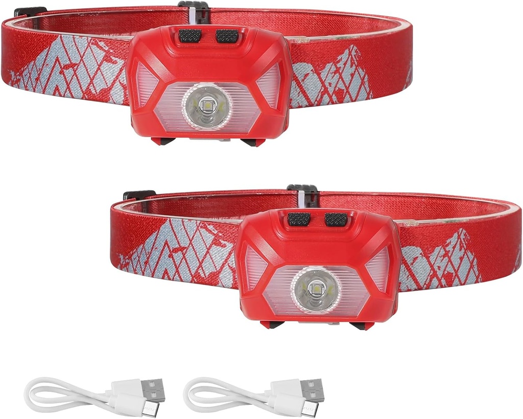 outdoor camping equipment lepro 320014 led rechargeable headlamp 2 pack head lamp with 6 modes for camping hiking gear essentials ipx4 waterproof bright headlight flashlights with adjustable headband  (One Size)
