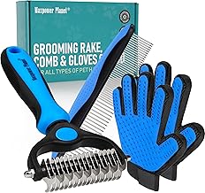 Maxpower Planet Pet Grooming Brush - Double Sided Shedding and Dematting Undercoat Rake Comb for Dogs and Cats,Extra Wide (B1 - Rake, Gloves & Comb, Large) (One Size)
