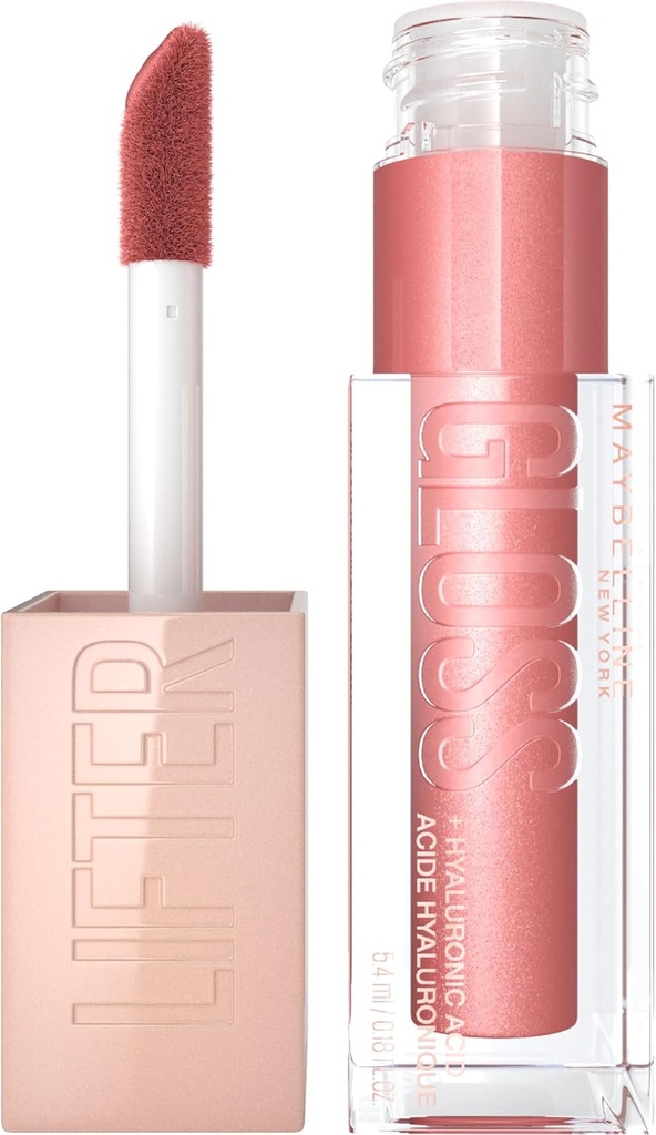 Maybelline Lifter Gloss, Hydrating Lip Gloss with Hyaluronic Acid, Moon, Nude Pink, 0.18 Ounce | Hydrating Lip Gloss (One Size)