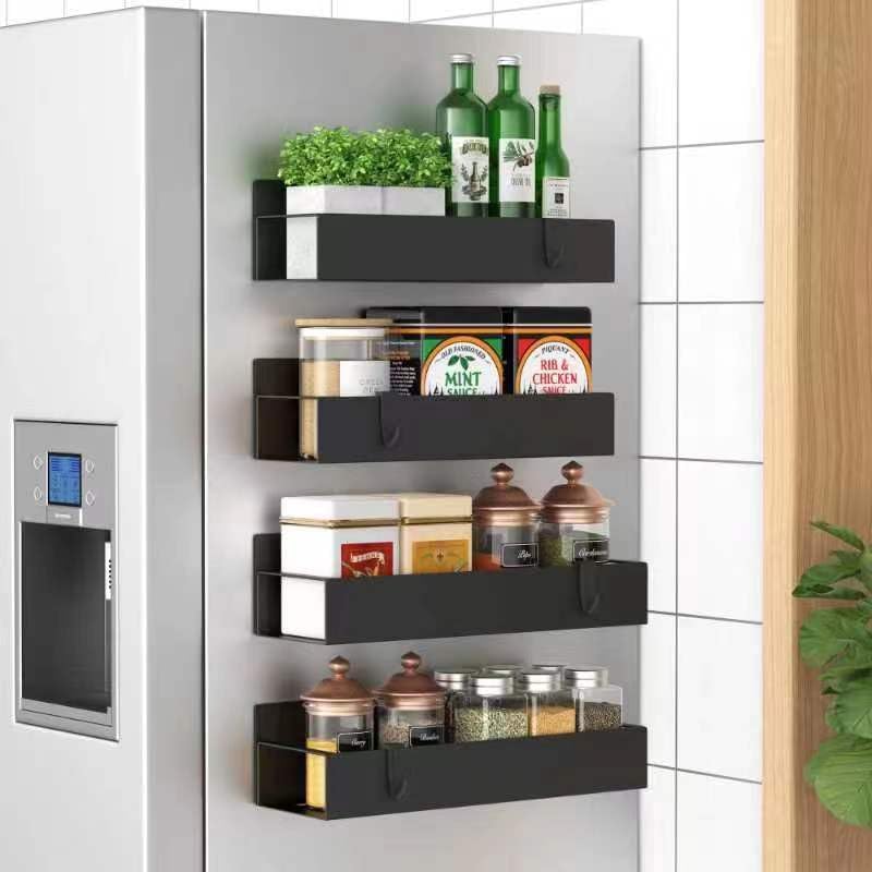 cabinets for the kitchen metal 4 pack magnetic spice storage rack organizer for refrigerator and oven black fridge organizers and storage