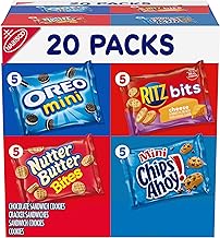 Nabisco Classic Mix Variety Pack, OREO Mini, CHIPS AHOY! Mini, Nutter Butter Bites, RITZ Bits Cheese, 20 Snack Packs (One Size)