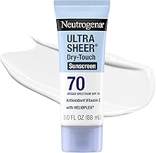 Neutrogena Ultra Sheer Dry-Touch Sunscreen Lotion SPF 70, Broad Spectrum, Water Resistant 80 Min, Oil-Free, Oxybenzone-Free, Non-Comedogenic, Matte Finish, Body Sunscreen, Travel Size 3 Fl Oz (One Size)