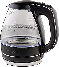 OVENTE Electric Kettle, 1.5L Borosilicate Glass Countertop Water Heater and Boiler for Coffee or Tea, BPA-Free, Auto Shut-Off, Boil-Dry Protection, Removable and Washable Spout Filter, Black KG83B (One Size)