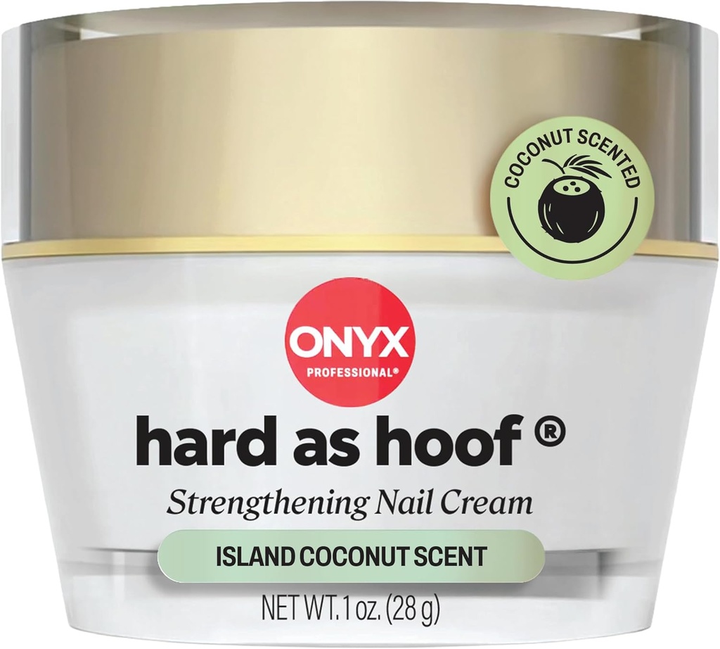 Onyx Professional Hard as Hoof Nail Strengthening Cream, Coconut Scent - Nail Growth and Conditioning Cuticle Cream Stops Splits, Chips, Cracks & Strengthens Nails, 1 oz (One Size)