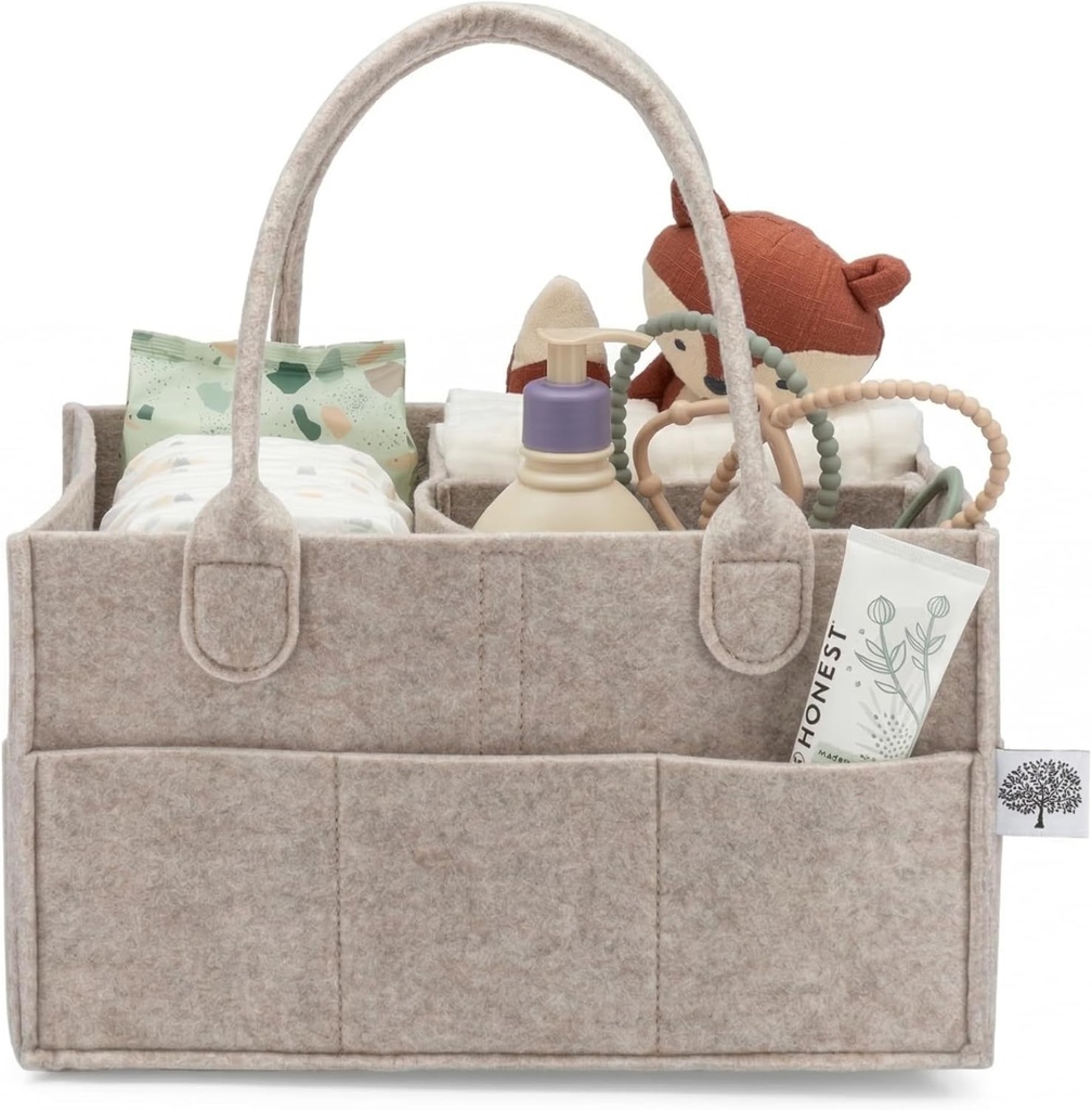 Parker Baby Diaper Caddy - Nursery Storage Bin and Car Organizer for Diapers and Baby Wipes - Oatmeal, Regular