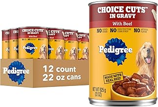 休闲食品 pedigree choice cuts in gravy adult canned soft wet dog food with beef 22 oz cans 12 count pack of 1 (One Size)
