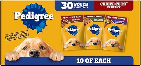 Pedigree Choice Cuts in Gravy Adult Soft Wet Dog Food Variety Pack, 3.5 oz. Pouches, 30-Count (One Size)