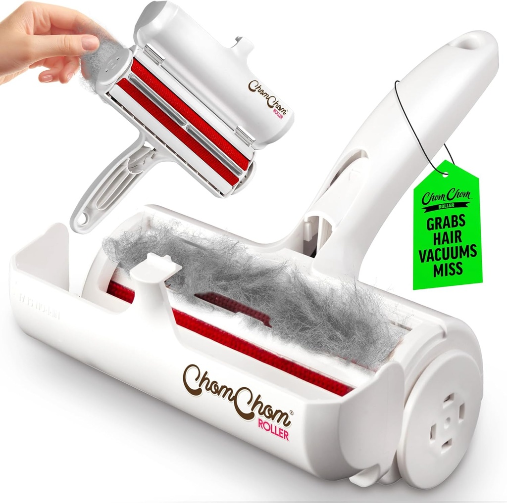 Pet Hair Remover Roller for Furniture, Couch, Carpet, Car & Bedding – Reusable, Eco-Friendly Lint Roller for Cat & Dog Hair – Portable, Washable, No Adhesive Needed (White, 1 Pack) (One Size)