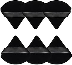 Pimoys 6 Pcs Powder Puff, Valentines Day Gifts Face Soft Triangle Makeup Puff Velour Makeup Sponge for Loose Powder (Black) (One Size)