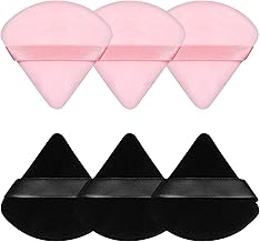 Pimoys 6 Pieces Powder Puff Valentines Day Gifts for Her Face Makeup Sponge Soft Velour Triangle Powder Puffs Beauty Sponge for Loose Powder (Black, Pink) (One Size)