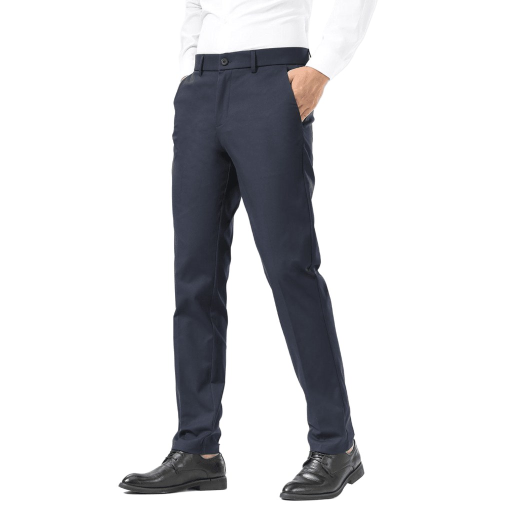 Plaid&Plain Navy Blue Men's Dress Pants (One Size)