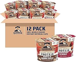 Quaker Instant Oatmeal Express Cups, 10g Protein 2 Flavor Variety Pack, (Pack of 12)