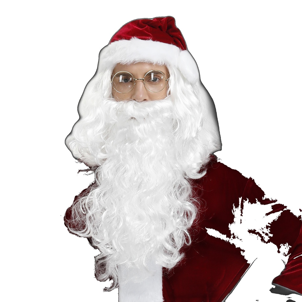 Santa beard wig set cos white Christmas grandpa wig (One Size)