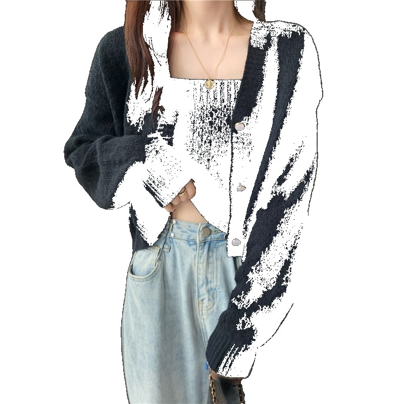 Spice Girl Gentle Sweater Women's Spring and Autumn 2021 New Tops Short Knitted Cardigan Jacket Layered with Suspenders Two-piece Set Set (One Size)