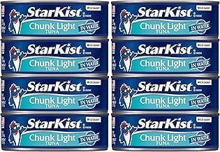 StarKist Chunk Light Tuna in Water, 5 oz (8 Pack) Canned Tuna Fish, Wild Caught, Gluten Free, Ready to Eat, Perfect for Salads, Keto Meals and Snacks, with 20g Protein & 90 Calories Per Serving (One Size)