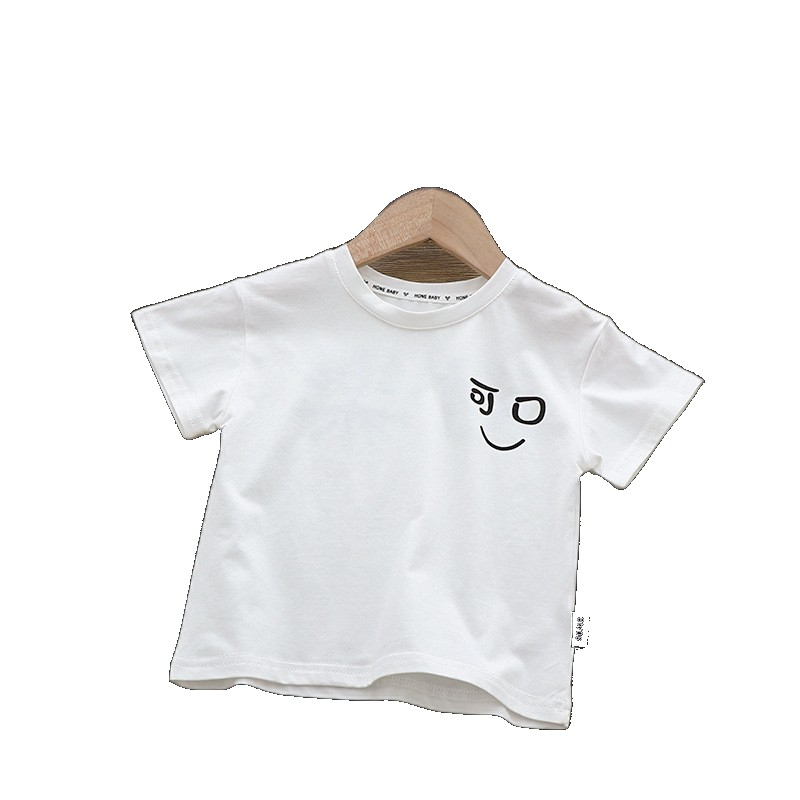 Summer new baby boy thin summer dress 2022 children's half-sleeved body t-shirt short-sleeved breathable top top (One Size)