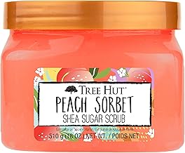Tree Hut Peach Sorbet Shea Sugar Scrub, Exfoliating, Hydrating & Moisturizing Body Scrub with Shea Butter & Nourishing Essential Oils, Smooth & Soften Skin, 18 oz (One Size)