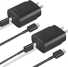 Type C Charger 2-Pack 25W Type C Fast Charging Block with 6ft USB C Charger Cable Compatible with Galaxy S25 S24 S23 S22 S21+/Phone 17/16/16 Pro Max/15/15 Pro Max/15 Plus-Black (One Size)